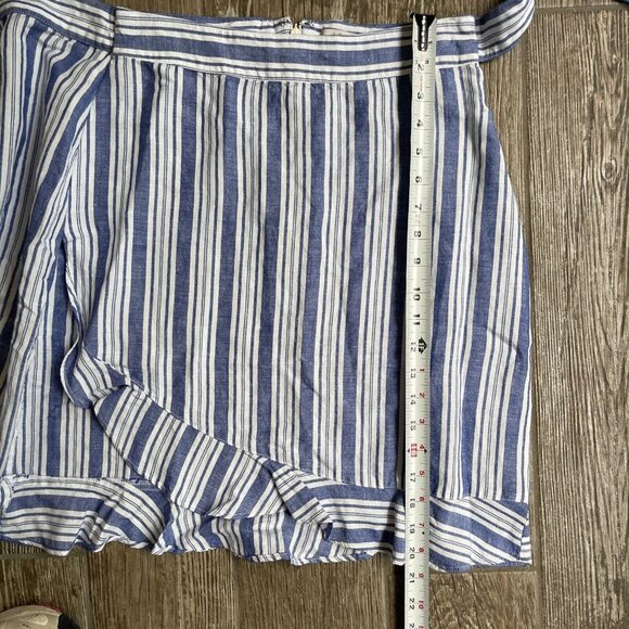 Ann Taylor LOFT Skirt Womens 0P‎ Linen Wrap Ruffle White Nautical Cottage Core - Picture 5 of 8